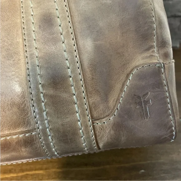 Frye Melissa Double Handle Satchel -BEIGE- Distressed Leather $348